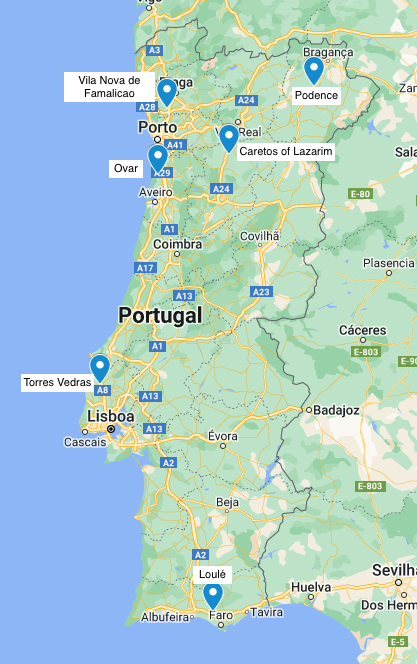Map of Carnival in Portugal
